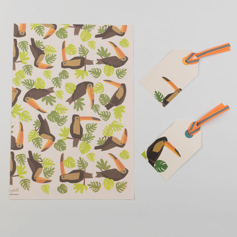 Toucan Collection <br> Wrapping Paper & Gift Tags <br> <span style="font-size: 10px;">Set of 4 Sheets</span>