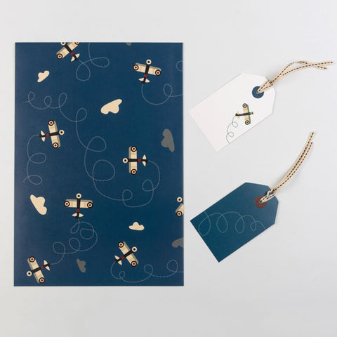 Aviator Collection <br> Wrapping Paper & Gift Tags <br> <span style="font-size: 10px;">Set of 4 Sheets</span>