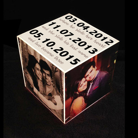 Cube Lamp <br> Personalised with Dates & Photos