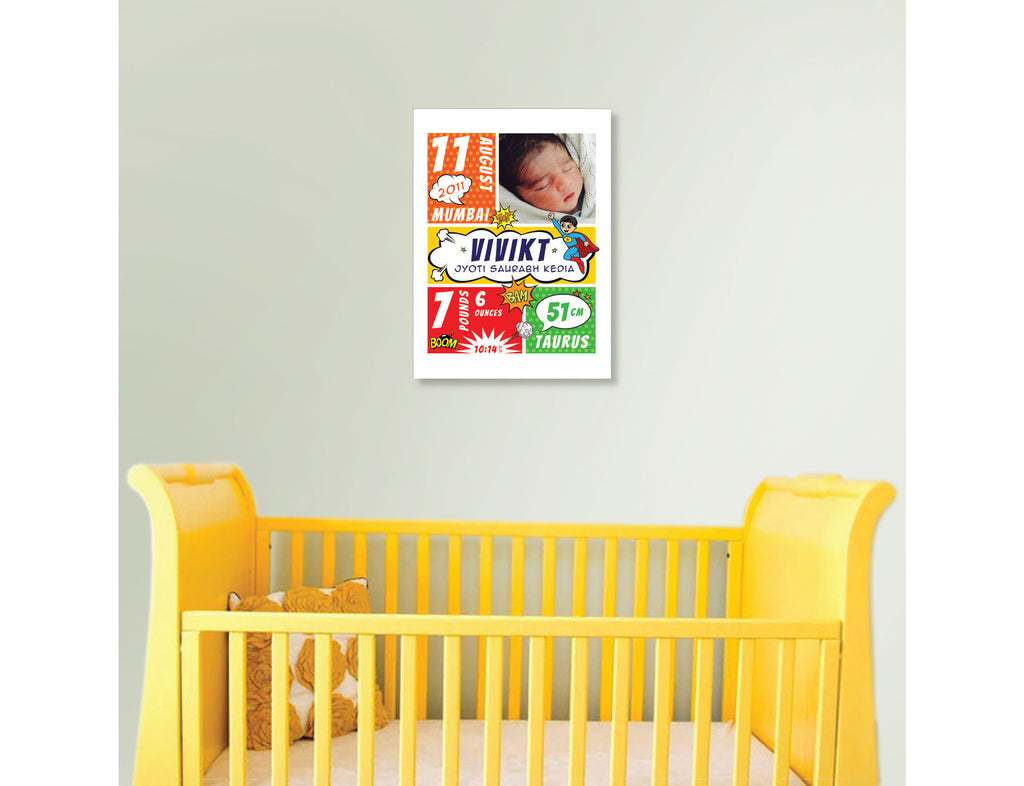 Canvas Birth Details Frame <br> Superboy