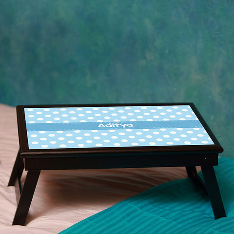 Bed table <br> Personalised, Blue Polka Dots