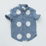 Boys' Big Polka Shirt Shirt- Mid Blue