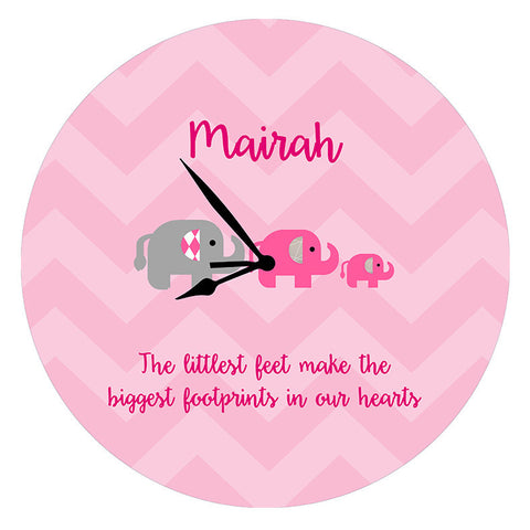 Personalised Elephant Clock <br> Pink