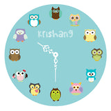Personalised Owl Clock <br> Blue