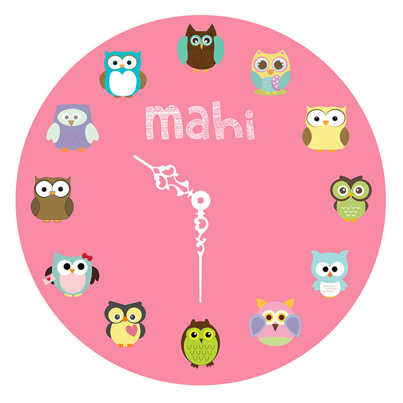Personalised Owl Clock <br> Pink