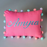 Personalised Pom Pom Pillow - Girl