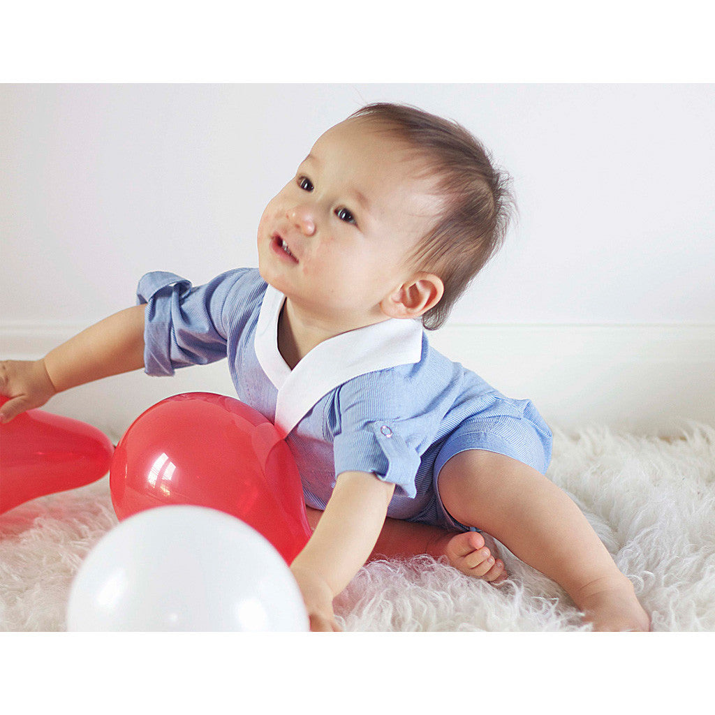 Pinstripe Romper (Blue & White)