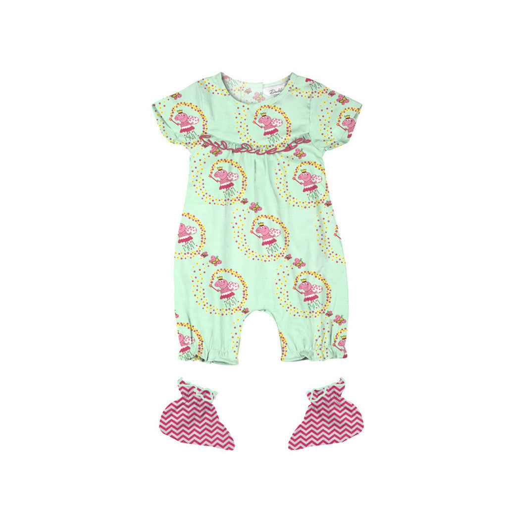 Layette Set with Short-Legged Romper & Booties <br> Oink Pink-Princess <br> <span style="font-size: 11px; font-family:Helvetica,Arial,sans-serif;">Can Be Personalised</span>