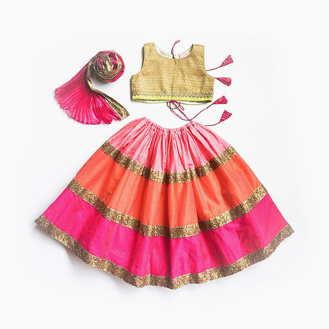 Rainbow lehenga and choli set <br> <span style="font-size: 10px;">Full Sleeves Available</span>