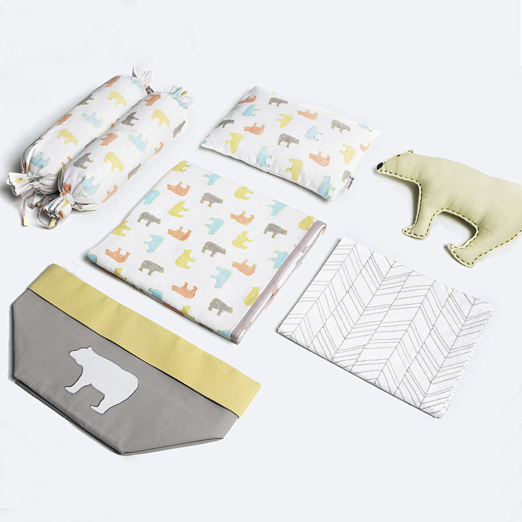 Baby Rock My Crib Gift Basket <br> Multi-Colour Bear<br><span style="font-size: 10px;">Can be Personalised</span>