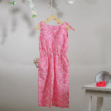 'Sakura Fubuki' jumpsuit in Cherry Blossom Hand Block Print
