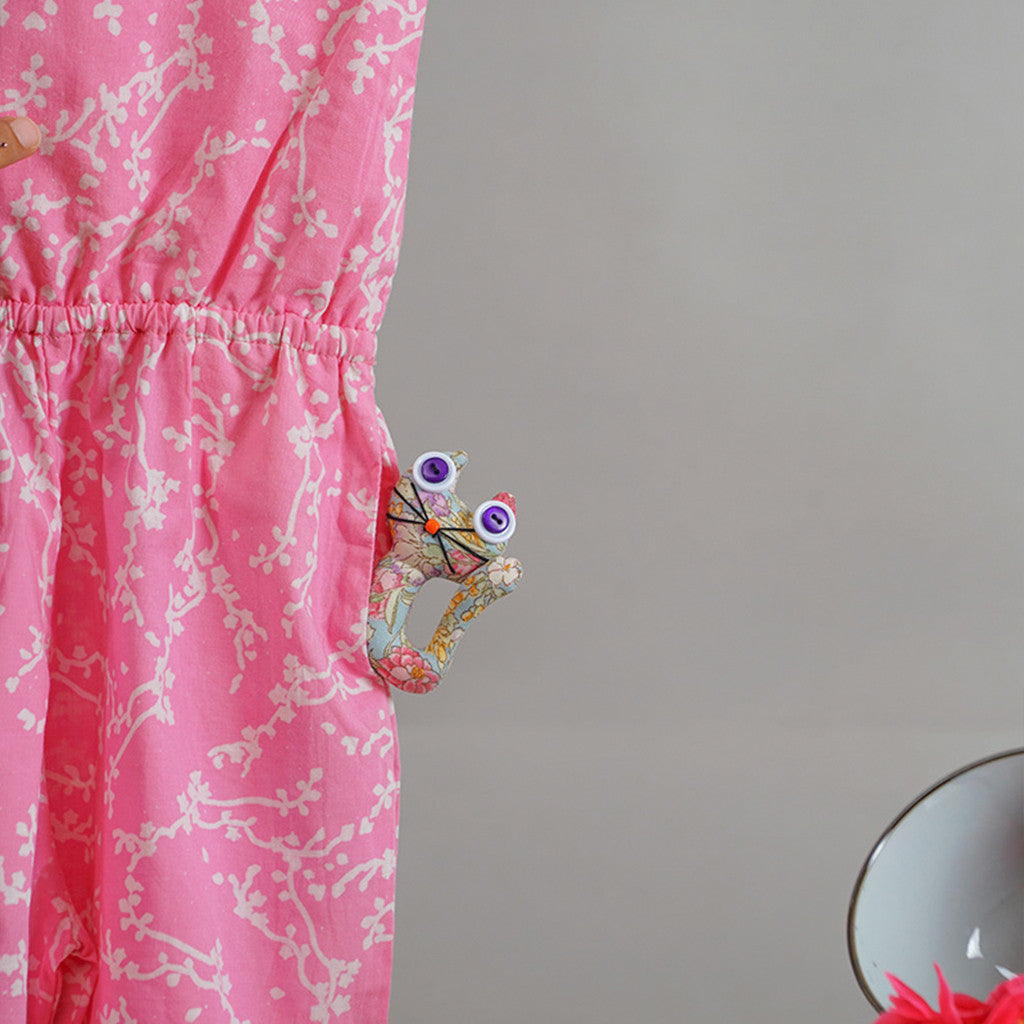 'Sakura Fubuki' jumpsuit in Cherry Blossom Hand Block Print