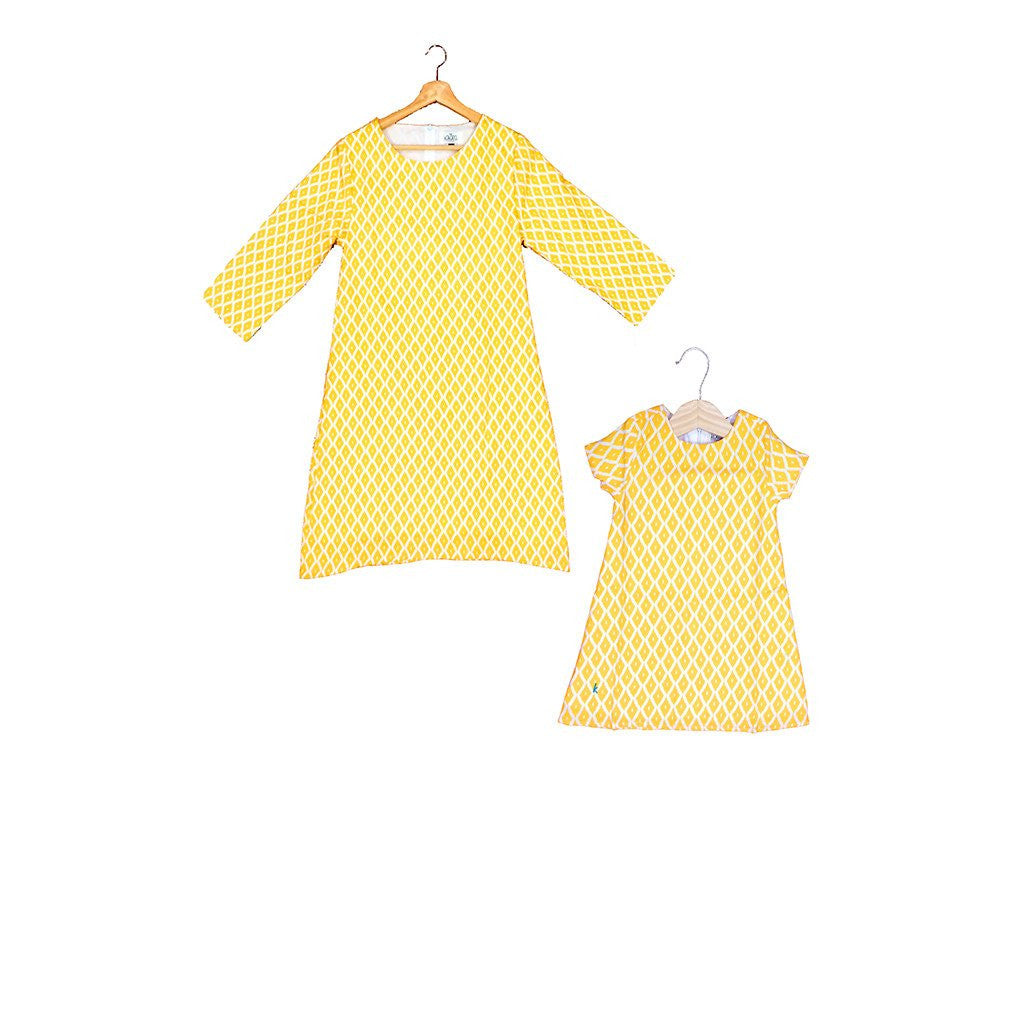 Mom and Me - Girls Matching Stylish Ikat Dress Set