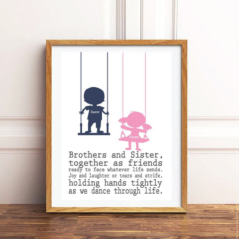 Personalised Sibling Wall Art