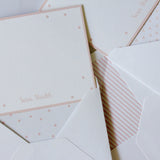 Personalised Flat Cards with Assorted Lined Envelopes <br> Rose Confetti <br> <span style="font-size: 10px;">Set of 12</span>