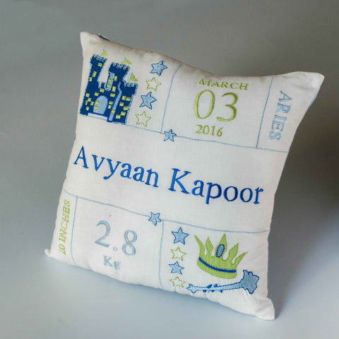 'Welcome Baby' Personalised Pillow - Boy