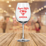 Personalised Super Sister Wine Glass